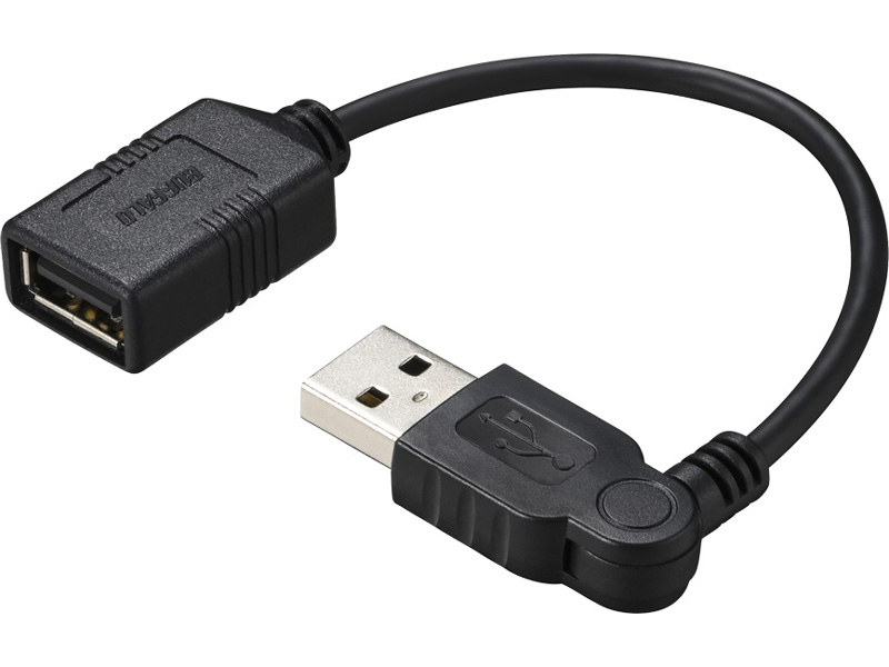 USB2.0延長ケーブル A-A スイング 0.1m ブラック