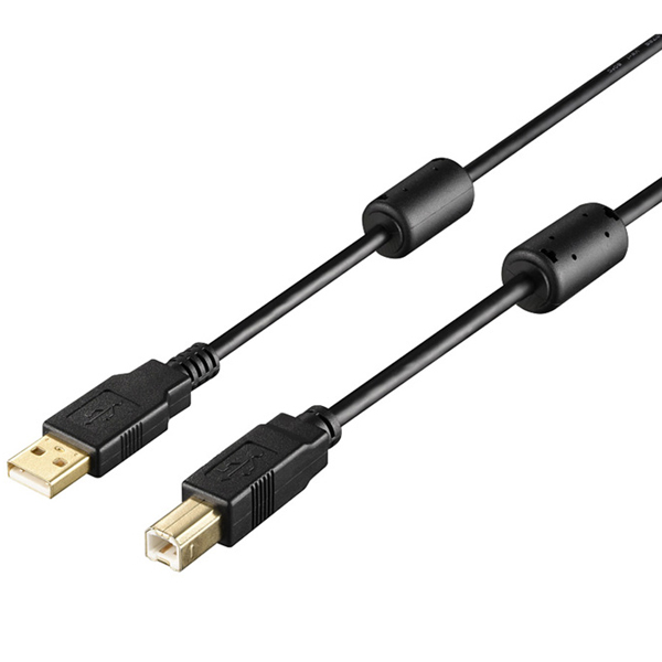 USB2.0 A to B フェライトコア付ケーブル 5.0m ブラック