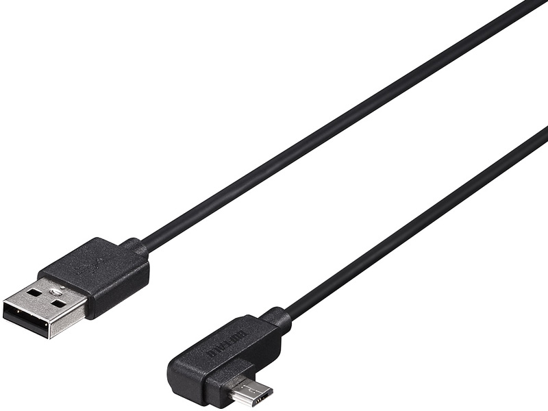 USB2.0ケーブル A-microB L字左向き 1.5m ブラック