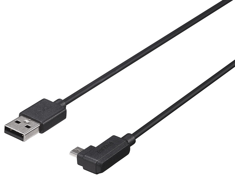 USB2.0ケーブル A-microB L字右向き 1.5m ブラック