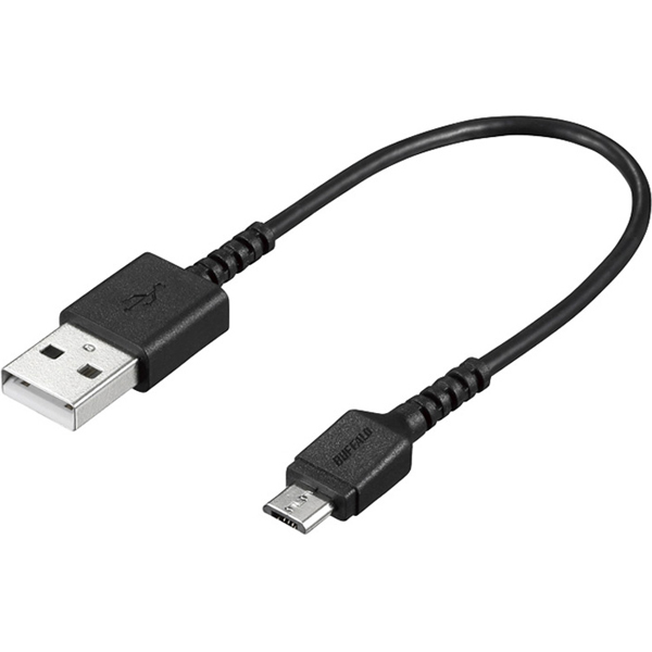 USB2.0 A to microB ラバーブッシュスリムケーブル 0.1m ブラック