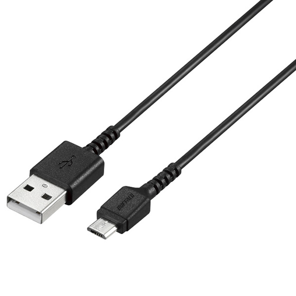 USB2.0 A to microB ラバーブッシュスリムケーブル 1.0m ブラック