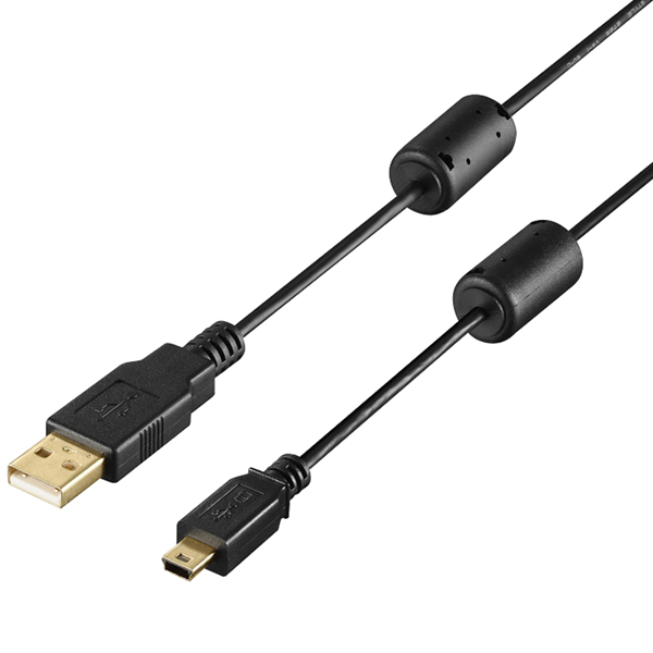 USB2.0 A to miniB フェライトコア付ケーブル 0.5m ブラック