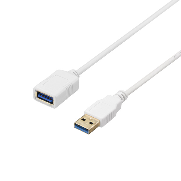 USB3.2 Gen1 ケーブル 延長用 A-A スリム 1m ホワイト