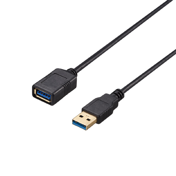 USB3.2 Gen1 ケーブル 延長用 A-A スリム 2m ブラック