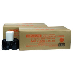 キッチンプリンタ用感熱ロール 幅80mm×長さ100m×内径25.4mm［40巻入］