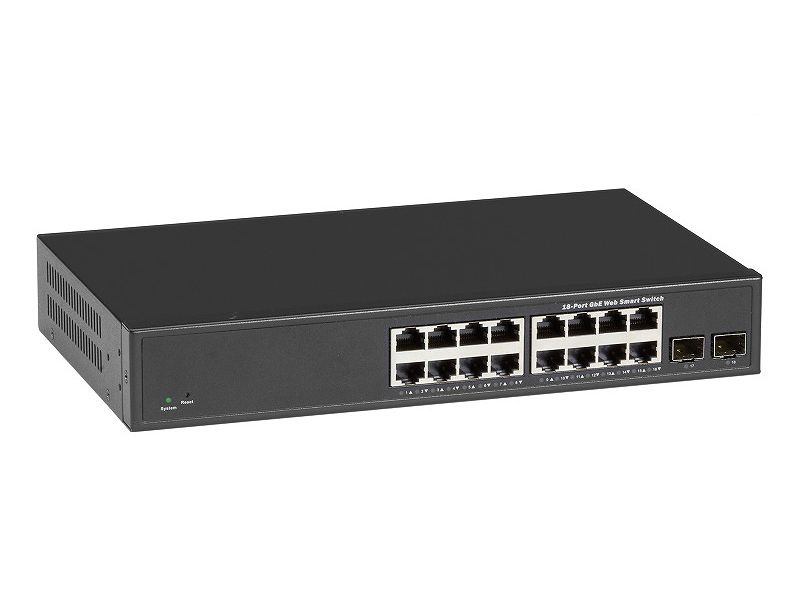 ギガビットスイッチ 16ポート 10/100/1000B-T(16) + SFP(2) ファンレス仕様