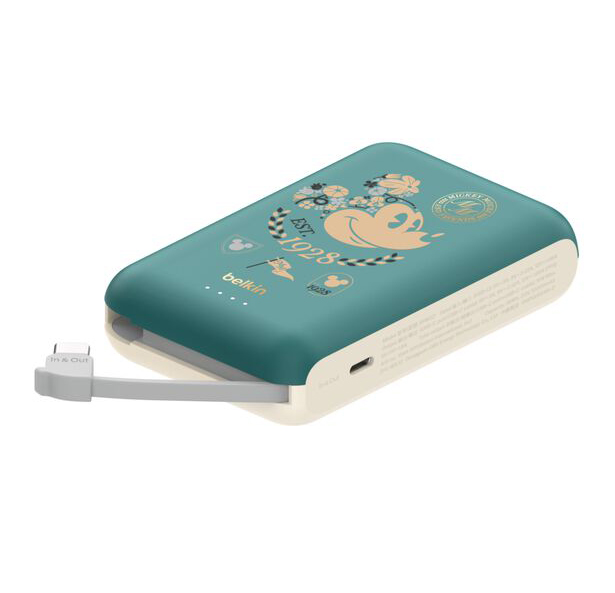 BoostCharge 20W ケーブル内蔵 モバイルバッテリー 10000mAh ミッキーマウス