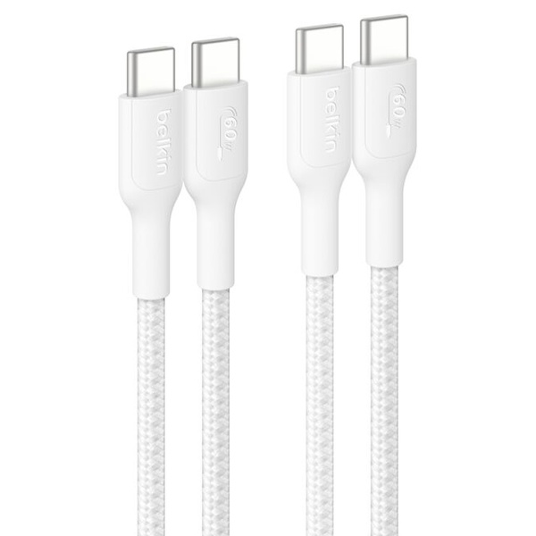 BoostCharge Pro USB-C to USB-C 編組ケーブル 60W 1M ホワイト 2本セット