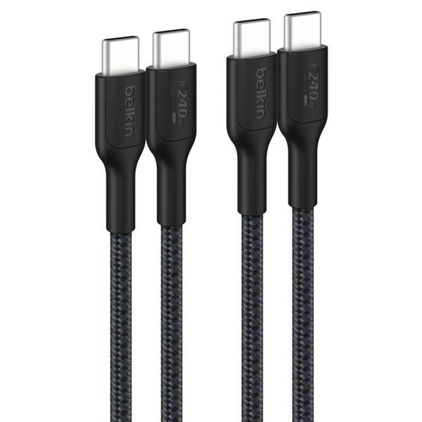 BoostCharge Pro USB-C to USB-C 編組ケーブル 240W 2M ブラック 2本セット
