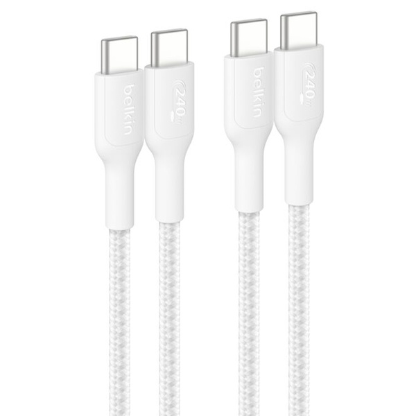 BoostCharge Pro USB-C to USB-C 編組ケーブル 240W 2M ホワイト 2本セット