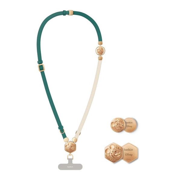 2-in-1 スマートフォン用レザーストラップ（3Dプレート） ミッキーマウス