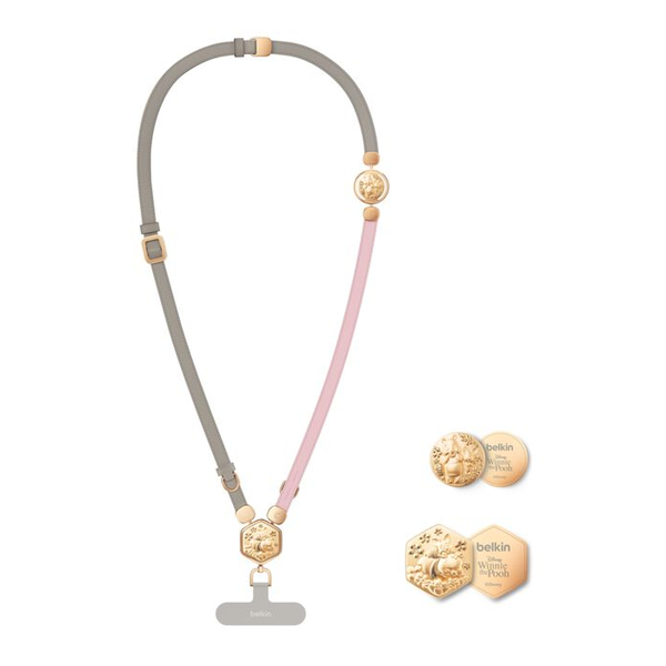 2-in-1 スマートフォン用レザーストラップ（3Dプレート） くまのプーさん