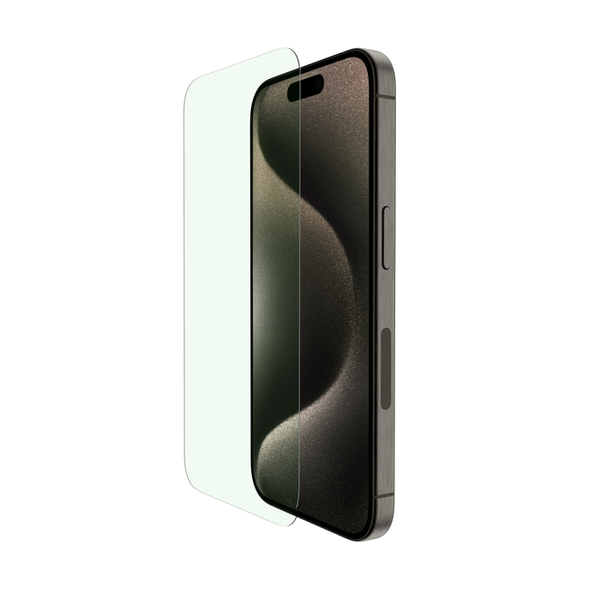 ScreenForce iPhone 15 Pro用 ウルトラガラス2 ブルーライトカット抗菌画面保護フィルム