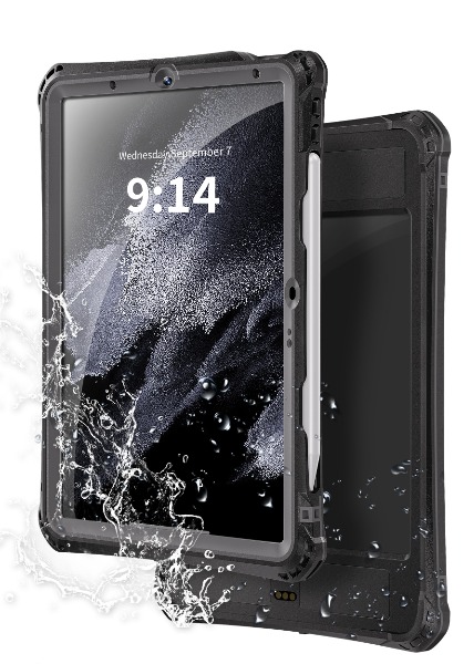 【耐衝撃・防塵防水】iPad Air 第4～5世代、11インチiPad Air(M2・M3・M4)IP68ケース 二重リング付きフック式ストラップ・回転ハンドベルト付スタンド付属