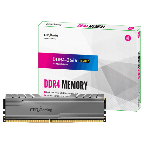 デスクトップPC用メモリ DDR4-2666（PC4-21300） ゲーミングモデル 16GB×2枚組 288pin DIMM (無期限保証) W4U2666CX1-16G