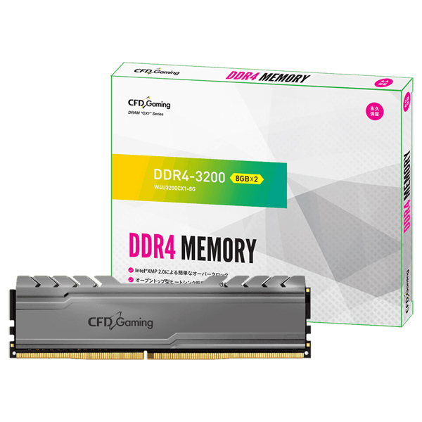 デスクトップPC用メモリ DDR4-3200（PC4-25600） ゲーミングモデル 8GB×2枚組 288pin DIMM (無期限保証) W4U3200CX1-8G