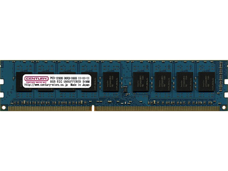 サーバー/WS用 PC3-12800/DDR3-1600 8GB 240pin unbuffered DIMM ECC付 日本製