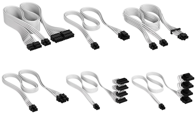 プレミアム電源ケーブルキット Premium Individually Sleeved Type-5 PSU Cables Pro Kit - White