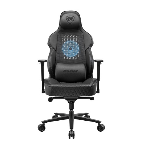 NxSys Aero Black/背もたれに200mm RGBファンを内蔵するゲーミングチェア/ブラック/エラストマーメッシュ素材採用/プレミアムPVCレザー/150度リクライニング