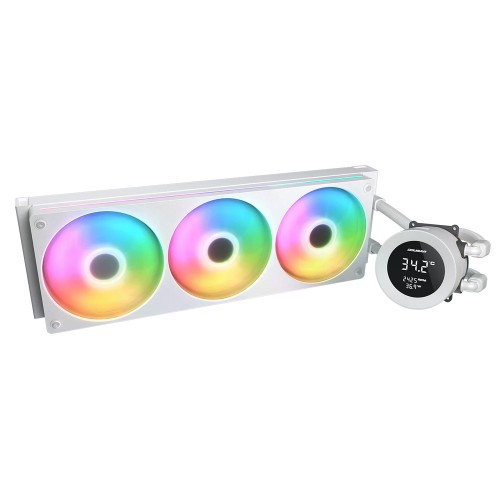 Poseidon Vistek ARGB 360 White/360mm水冷CPUクーラー/1.9インチデジタルディスプレイ搭載/Intel LGA1851/1700/1200/115X/1366/AMD AM5/AM4/AM3/AM2/FM2/FM1