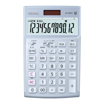 実務電卓 12桁 日数時間計算 ジャストタイプ ブルー