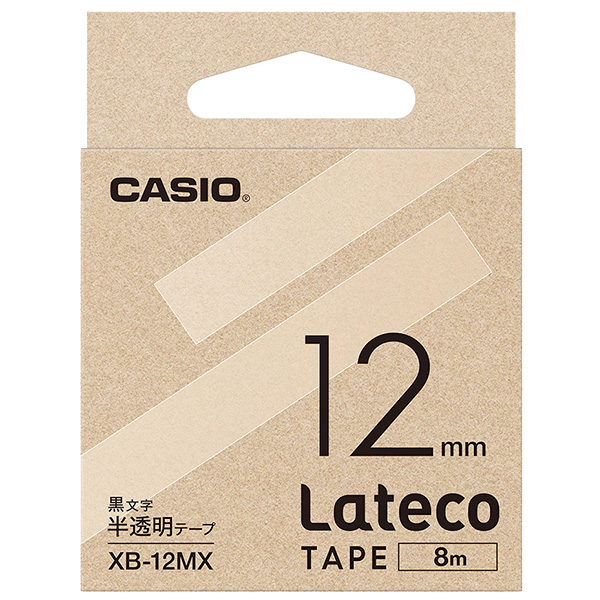 Lateco用テープ 12mm 半透明/黒文字