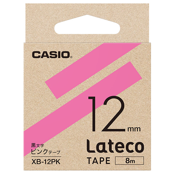 Lateco用テープ 12mm ピンク/黒文字