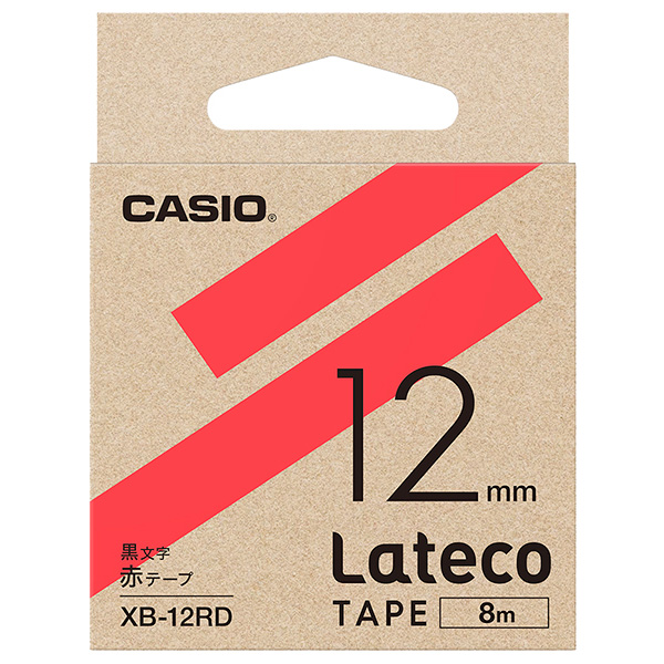 Lateco用テープ 12mm 赤/黒文字