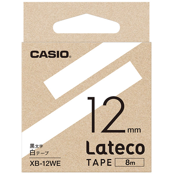 Lateco用テープ 12mm 白/黒文字