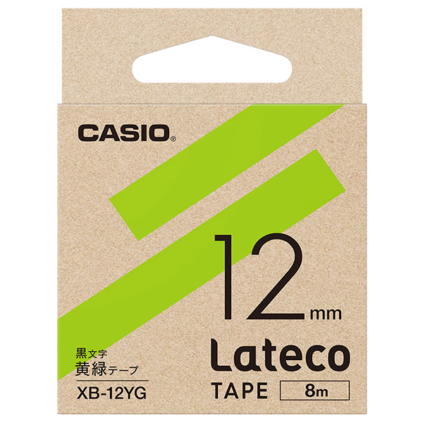 Lateco用テープ 12mm 黄緑/黒文字