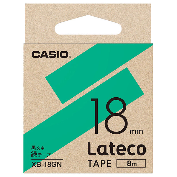 Lateco用テープ 18mm 緑/黒文字
