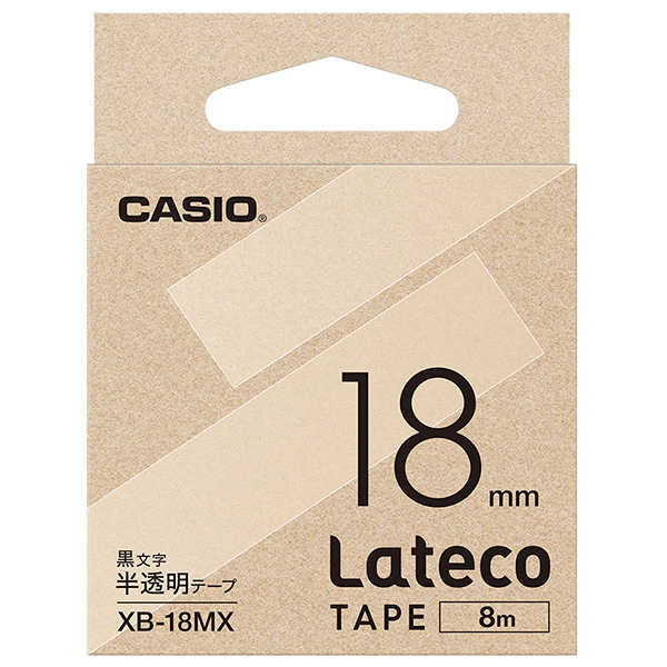 Lateco用テープ 18mm 半透明/黒文字