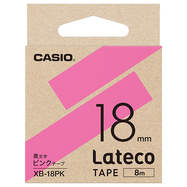 Lateco用テープ 18mm ピンク/黒文字