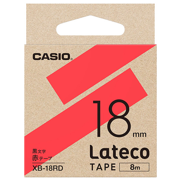 Lateco用テープ 18mm 赤/黒文字
