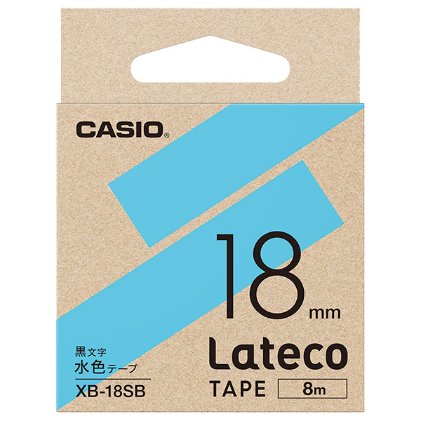 Lateco用テープ 18mm 水色/黒文字