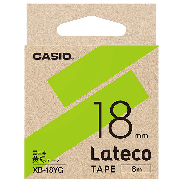 Lateco用テープ 18mm 黄緑/黒文字