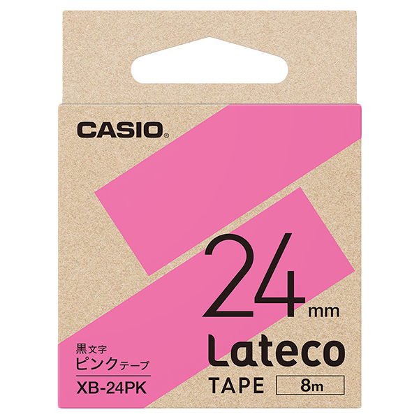 Lateco用テープ 24mm ピンク/黒文字
