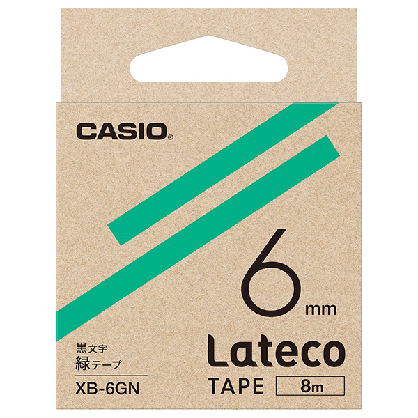 Lateco用テープ 6mm 緑/黒文字