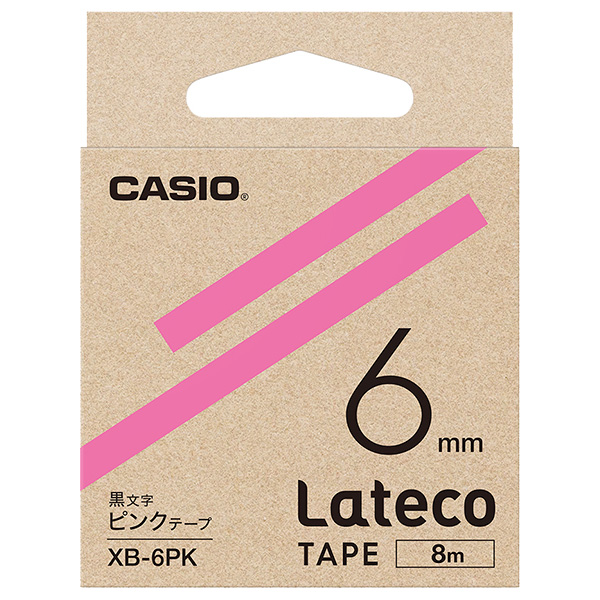 Lateco用テープ 6mm ピンク/黒文字