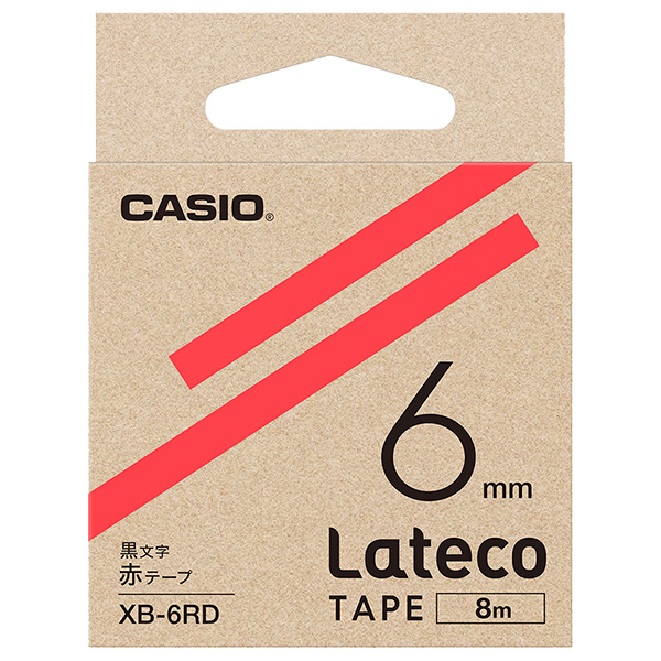 Lateco用テープ 6mm 赤/黒文字