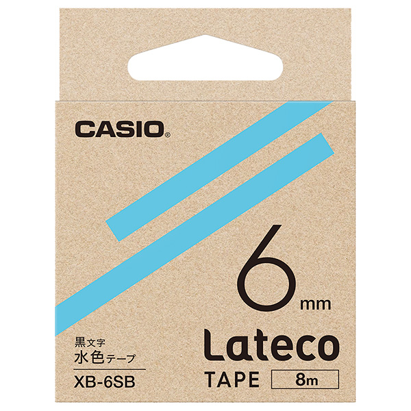 Lateco用テープ 6mm 水色/黒文字
