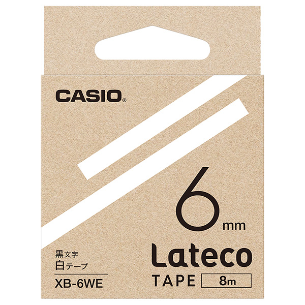Lateco用テープ 6mm 白/黒文字
