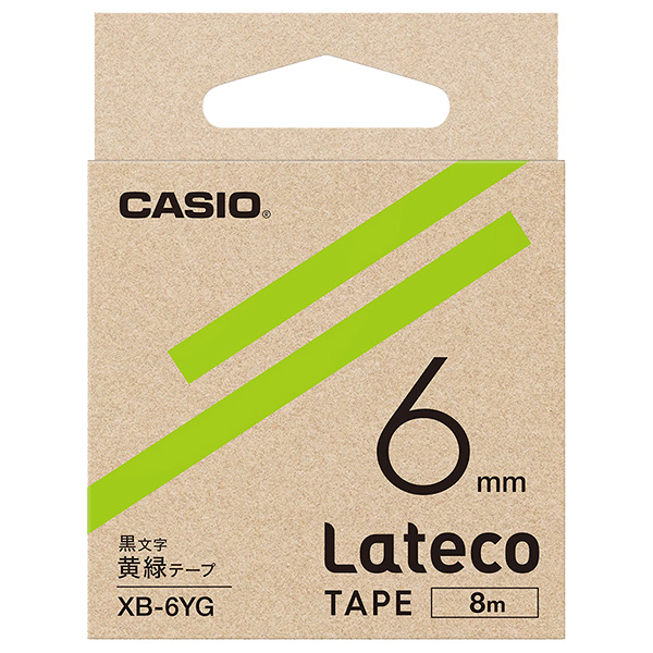 Lateco用テープ 6mm 黄緑/黒文字