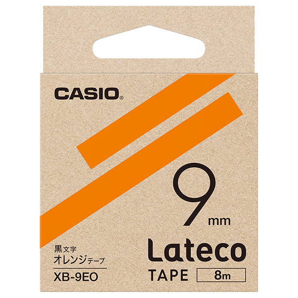 Lateco用テープ 9mm オレンジ/黒文字