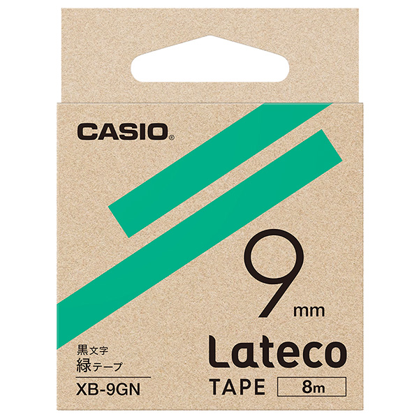 Lateco用テープ 9mm 緑/黒文字