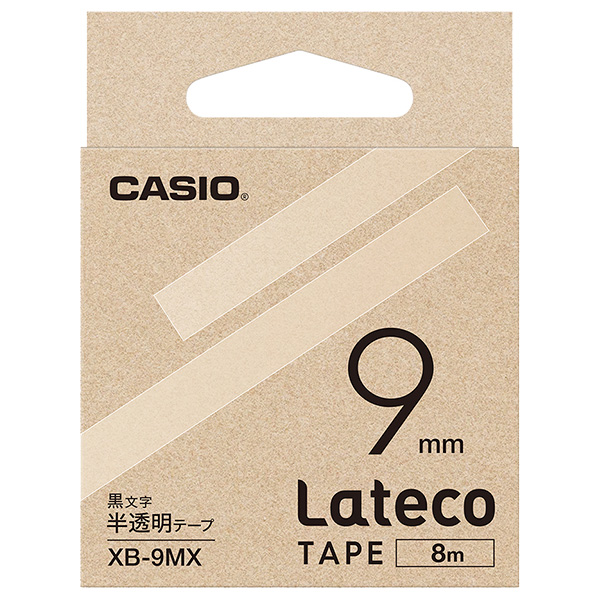 Lateco用テープ 9mm 半透明/黒文字