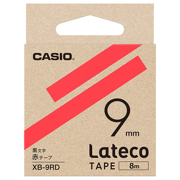 Lateco用テープ 9mm 赤/黒文字