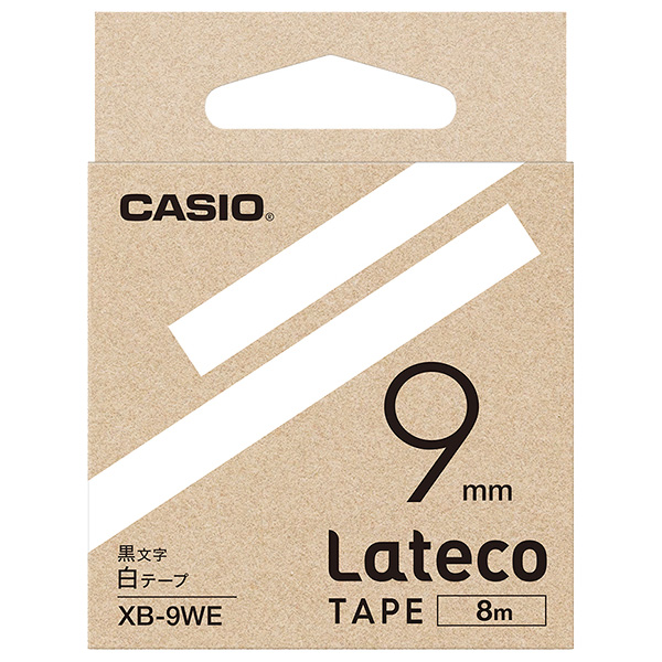 Lateco用テープ 9mm 白/黒文字