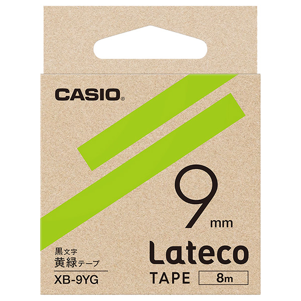 Lateco用テープ 9mm 黄緑/黒文字